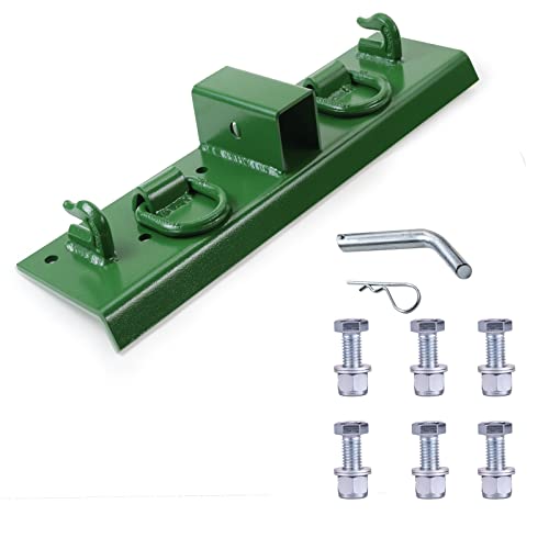 OneChoi Tractor Bucket Hooks Bolt on Hooks 2” Receiver, G70 Grade Grab Hooks, Forged D Rings, Tow Hook Bolts for John Deere Bucket (Green 1.5“ Bolt)