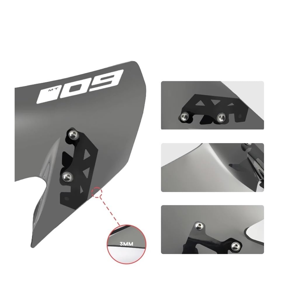 Cupolino Spoiler Parabrezza Deflettore Parabrezza Per Yam&aha MT-09SP FZ-09 MT09 MT FZ 09 2017-2020 18 19 Parabrezza Pare Brise Moto Deflettori Del Flusso