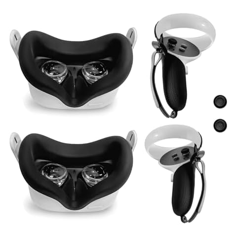 OOAVR Silicone Covers Accessories for Meta/Oculus Quest 2 Controller Grip Cover and VR Face Cover,VR Controller Gips Cover and 2Pcs VR Silicone Face Pad Replacement(Black) Cover