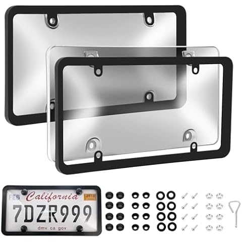 Ulycon Transparent License Plate Cover & Frame 2-Pack Cover