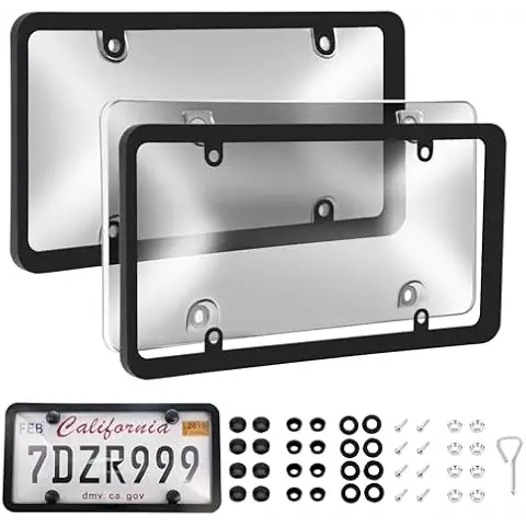 Ulycon Transparent License Plate Cover & Frame 2-Pack Cover