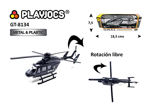 PLAYJOCS GT-8134 SWAT Helikopter, Kunststoff-Fahrzeug mit Metallteilen, ideales Spielzeug für Kinder und Sammler.