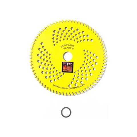 1 Blade 8"-72t - RENEGADE BLADE® Yellow Talon/Hybrid (Polymer Non Stick Coated)- Wood Limbs and Hard Brush Specialty - Carbide Brush Cutter Weed Eater Blades, 203mm Dia. Cover