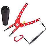Aluminum Fishing Pliers with Ergonomical Handle, 2-in-1 Multitools Hook Remover Pliers with Braid Cutters for Saltwater Freshwater, Included Sheath and Lanyard