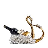 Living Room Decoration Creative Decoration Wine Cabinet Decoration Double Swan Wine Rack for Gifts Office Perfect Decoration (Color : Blue Size : 35x15.5x31cm) (White Gold)