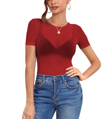 Women's Mesh Tops Short Sleeve Sheer Tee Shirts See Through Bodycon Shirts by Cheapestbuy - Used condition - Image 2