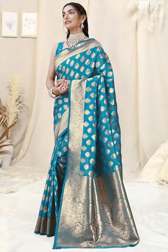 Image of MIRCHI FASHION Women Saree | Banarasi Silk Woven Design Daily Regular Use Sari with Blouse