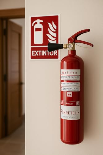 Miniatura 8 de Ferretelix Extintor Co 2 Kg Difusor Y Soporte De Pared Sin Residuos Ideal Para Equipos Eléctricos Fabricación 2026