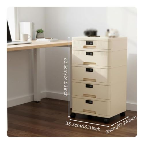 Image of HEAVENGLOW Desktop File Cabinet with Lock Dustproof Lockable Desktop Cabinet A4 Size Compatible Locking Storage Drawer for Students, Dorm Room 5-Layer 4h1s
