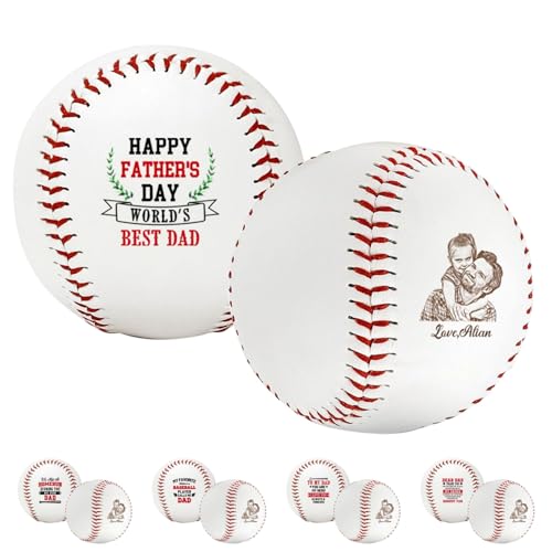 Wellhoope Custom We Hit A Homerun Scoring You As Our Dad Baseball Sport World's Best Dad Father Day Theme Ball Personalized Name Photo Baseball for Sport Player Lover Family Fans Daddy Grnadpa Son