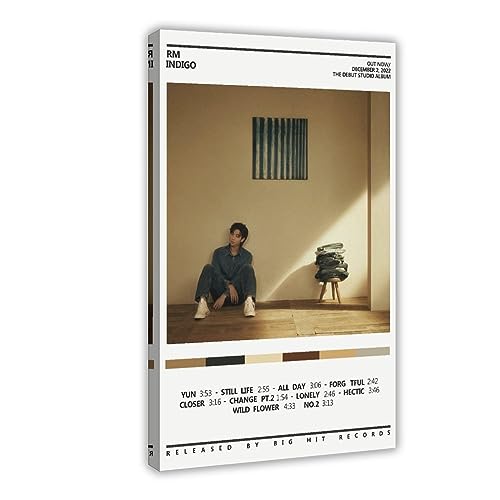 K-Pop BTS Poster Indigo Album Cover Poster Leinwand Poster Wandkunst Dekor Druck Bild Gemälde für Wohnzimmer Schlafzimmer Dekoration 50 x 75 cm