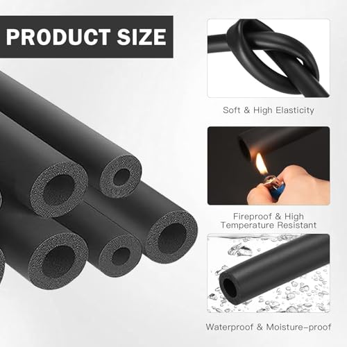 Rohrisolierung Schaumstoff, Heizungsrohr Isolierung Ø 22mm X 1.8m, für Heizungsrohr Kupferrohr, Heizung und Sanitär, Fitnessgeräte Usw (Schwarz-22X9MM)