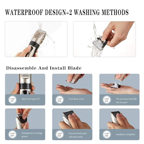 Gooad Dog Clippers for Grooming,Dog Grooming Kit for Heavy Thick Hair&Coats/Low Noise Rechargeable Cordless Hair Trimmer/Pet Shaver with Paw Trimmer for Small & Large Dogs Cats - Thumbnail 7