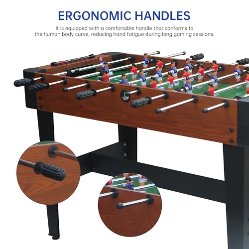 Zyerch 48in Foosball Table Soccer Game Room Game Table Football Tables for Adults Kids with 2 Balls and 2 Cupholders for Home, Office & Game Room, Walnut