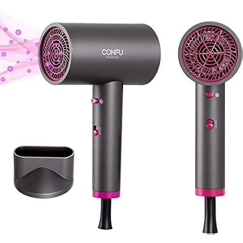 CONFU Hair Dryer with Diffuser, Professional Hairdryer 1800W Fast Dry Lightweight Negative Ions Blow Dryer for Hair Concentrator with 2 Speed Hot and Cool Air for Women Men Hairstyles Home Travel Gift Cover