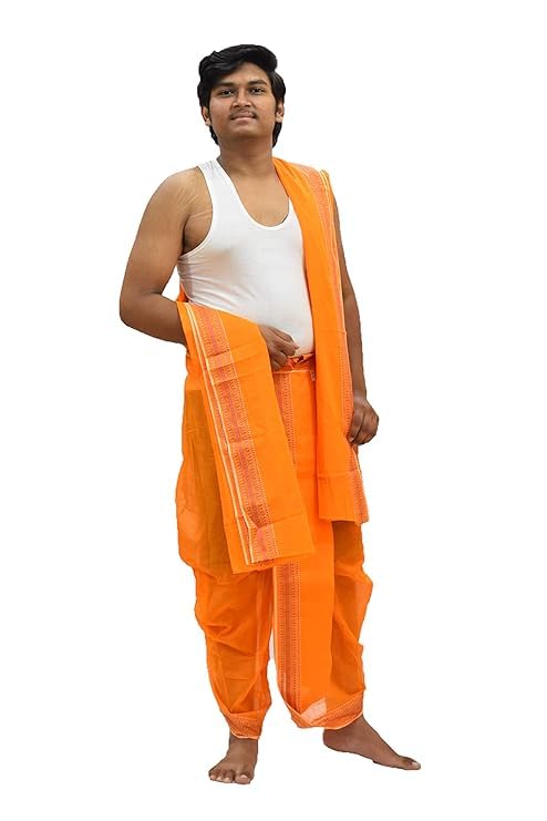 akeshavam Cotton Men's Panjakejam Ready to wear dhoti towel set with pocket free size-picture-19