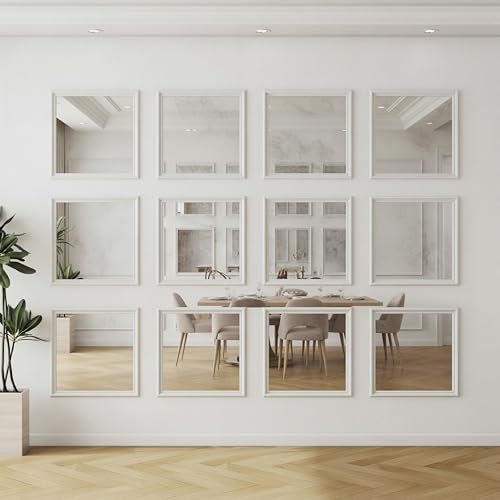 Colingmill 12 Set Accent Wall Molding Kit Premade Wainscoting Panels Wall Molding Peel and Stick Panel White Pre Cut Trim for Walls Picture Frame Molding for Home Decoration(20 x 20 Inch)