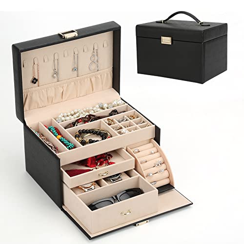 Feiscon Jewelry Organizer Makeup Cosmetic Storage Organizer Box Small Jewelry Box Travel Jewelry Case … #TOP2