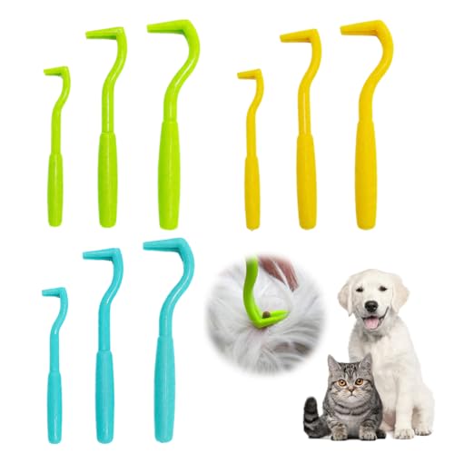 HABNI Juego De 9 Pinzas Para Garrapatas Perros Pinzas Para Garrapatas Pinza Garrapatas Elimina Sin Dolor En Segundos Para Perros Y Gatos(Amarillo,Verde,Azul)