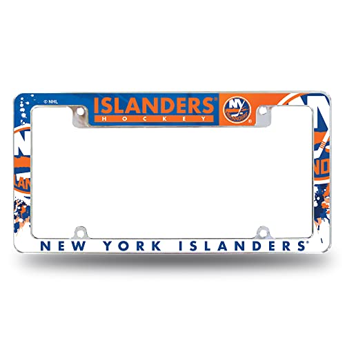 Rico Industries NHL New York Islanders Primary 12" x 6" Chrome All Over Automotive License Plate Frame for Car/Truck/SUV
