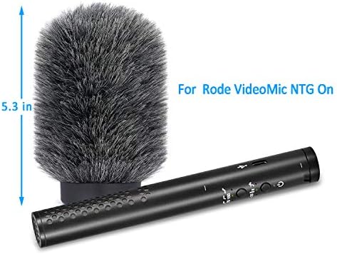 NTG Furry Microphone Windmuff - Windscreen/WindShield for Rode VideoMic NTG and Microphones with Maximum Slot Length of 100mm (3.9") and Diameter of 18-24mm by YOUSHARES (Shag, Gray)