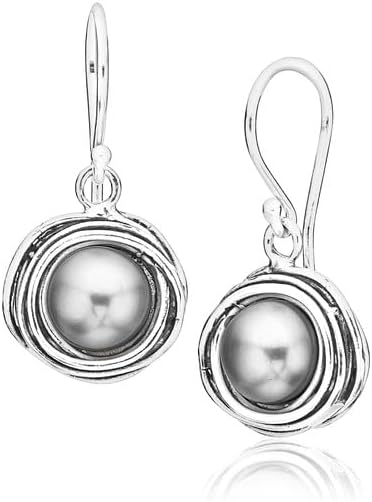 JEAN RACHEL JEWELRY 925 Sterling Silver Dangle Earrings for Women with Freshwater Pearl Vintage Design - Hypoallergenic, Lead & Nickel Free - Artisan Handcrafted Statement Earrings