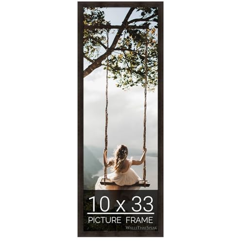 wallsthatspeak 10x33 Espresso Brown Picture Frame for Puzzles Posters Photos or Artwork