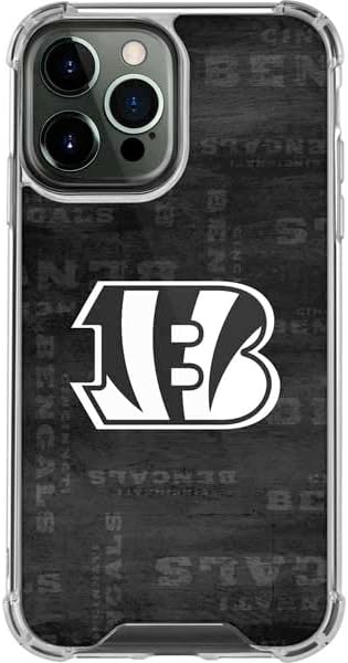Skinit Clear Phone Case Compatible with iPhone 14 Pro Max - Officially Licensed NFL Cincinnati Bengals Black & White Design