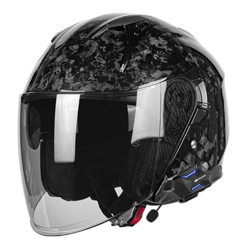 Cascos half-helmet de moto jet bluetooth y fibra de carbono talla L