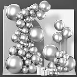 PartyWoo Silver Balloons 140 pcs Different Sizes of 18 12 10 5 Inch Silver Balloon Arch Kit Garland for Birthday Graduation Bachelorette Engagement Bridal Shower Wedding Party Decorations Silver-G102
