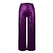 Women's Sequin Glitter Pants High Waist Pant Sparkly Wide Leg Trousers Elastic Loose Side Zipper Shiny Palazzo Pants（Purple,Small）