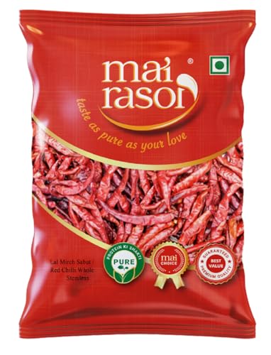 Image of MAI RASOI Lal Mirch Sabut /Red Chilli Whole 200 gm Stemless
