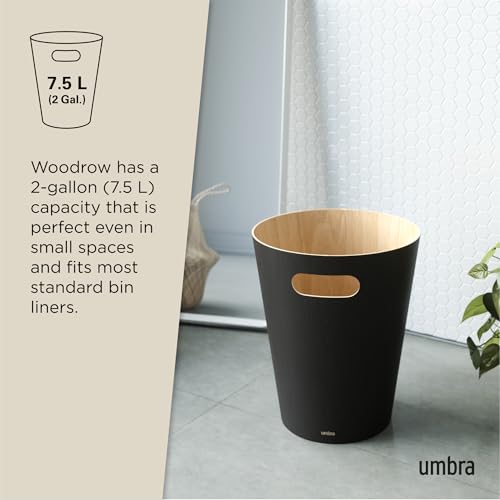 Umbra Woodrow Abfalleimer Holz, 7, 5l, Schwarz/Natur – Ansicht 5