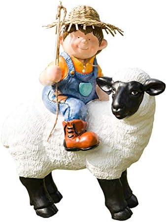 XY&YD Waterproof Resin Lamb Kid Statue,Sheep Decorative Sculpture,Yard Art Accent,for Outdoors Lawn and Patio Decor,Backyard Figurine A 47x27x56cm(19x11x22inch)