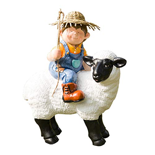 Xy&Yd Waterproof Resin Lamb Kid Statue,Sheep Decorative Sculpture,Yard Art Accent,For Outdoors Lawn And Patio Decor,Backyard Figurine A 47X27X56Cm(19X11X22Inch) #TOP3