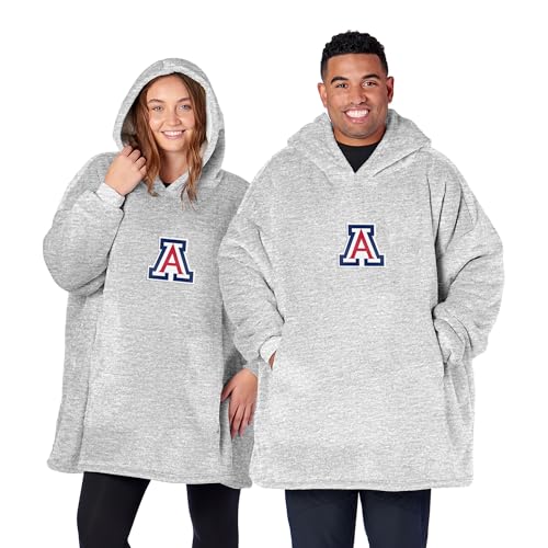 Northwest NCAA Arizona Wildcats Hoodler Oversized Sherpa Pullover, Plush Wearable Blanket Sweatshirt, Soft Fleece with Front Pocket and Logo, One Size Fits Most