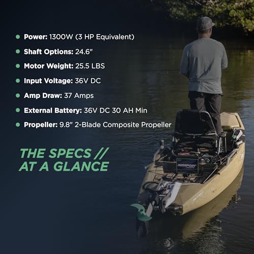 Newport NK300 Electric Kayak Motor - 3HP Equivalent, 36V Brushless Direct Drive, Extended Range up to 66 Miles, Whisper-Quiet Precision, and Optimized Efficiency - Thumbnail 6