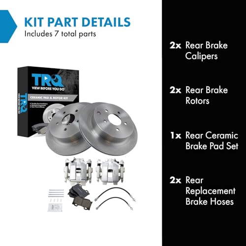 Image of TRQ Brake Pad & Rotor Kit Ceramic Compatible with 2018 INFINITI Q50 2016-2018 Q70L
