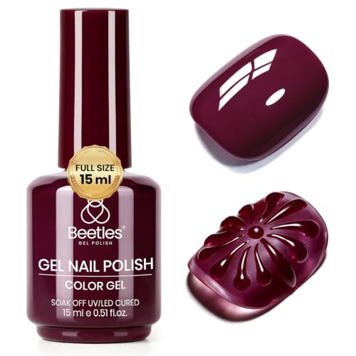 Image of beetles Burgundy Gel Polish, Plum Wine, 15ml Purple Shade Color Gel