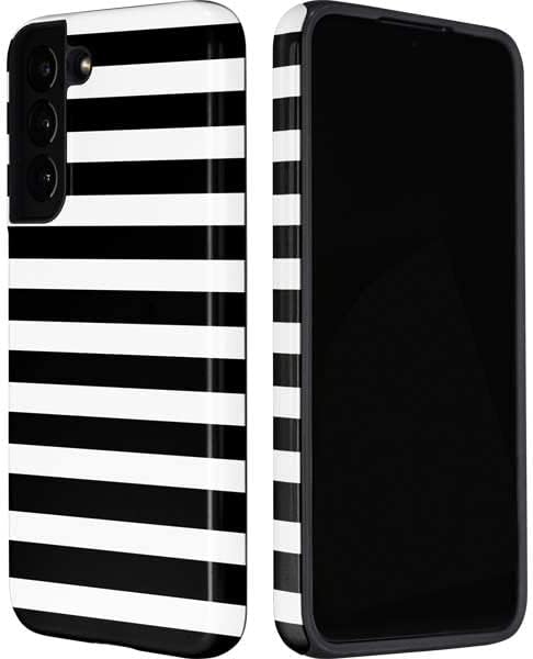 Skinit Pro Phone Case Compatible with Galaxy S22 - White and Black Stripes Design