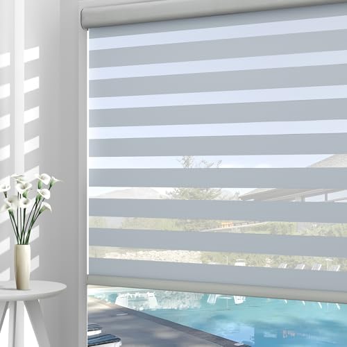 Window Blinds for Home - Cordless Roller Window Shades, Dual Layer Light Filtering Roller Shades, 28