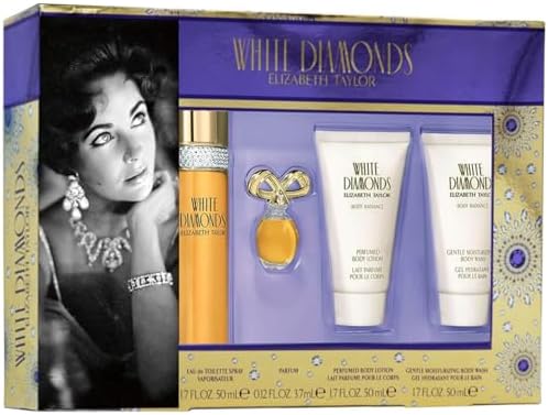 Elizabeth Taylor White Diamonds Perfume for Women EDT 4 Piece Gift Set 1.7 Ounce
