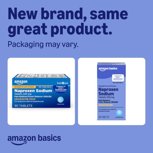 Amazon Basics Headache Pain Relief Naproxen Sodium Tablets 220 mg, Also Relieves Arthritis, Muscular Aches, Backache, Menstrual Cramps and Toothache, 90 Count (Previously Care) - image 2