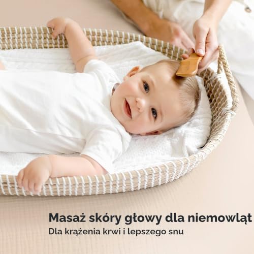 Zestaw szczotek do włosów dla niemowląt i grzebieni dla niemowląt, drewniana szczotka do włosów z miękkim kozim włosiem, zestaw pędzli do włosów i grzebieni, dla noworodków, szczotka do włosów dla