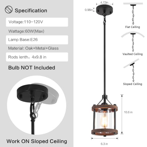 Farmhouse Pendant Light for Kitchen Island, 1-Light Rustic Hanging Pendant by SGLfarmty - Used condition - Image 5