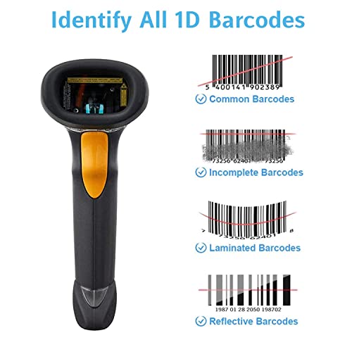 Symbol LS2208 Scanner de código de barras a laser bidirecional portátil 1D de uso geral, preto