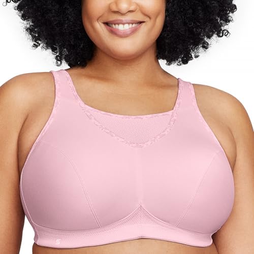 Glamorise Women's Full Figure No Bounce Plus Size Camisole Wirefree Back Close Sports Bra #1066, Parfait Pink, 36F
