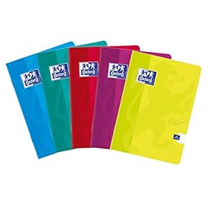 Oxford Touch schoolschrift A5, 60 vellen, gelinieerd, pak van 5 kleurenmix