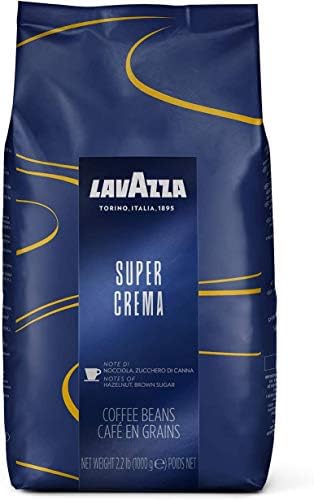 Lavazza Super Crema Whole Bean Espresso Coffee, Medium Espresso Roast, Arabica & Robusta Blend, Smooth Creamy Flavor with Honey, Almond & Dried Fruit Notes - 1Kg (2.2 lb) Bag