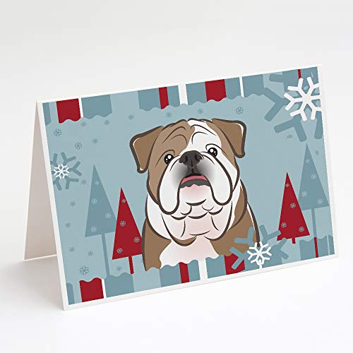 Caroline's Treasures BB1715GCA7P Winter Holiday English Bulldog Greeting Cards and Envelopes Pack of 8 Blank Cards with Envelopes Whimsical A7 Size 5x7 Blank Note Cards